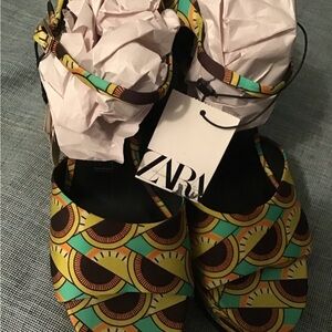 Zara Colorful Patterned Sandals.Size 10 Brand New.